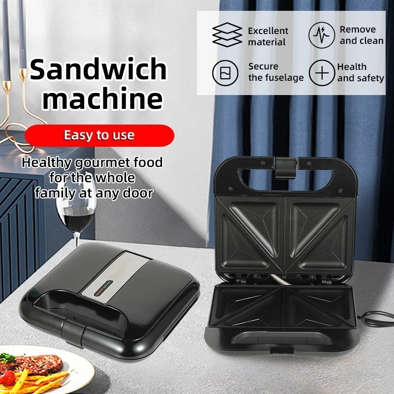Máquina de sándwich para desayuno, máquina de comida ligera multifunción, mini máquina de pan semiautomática con calefacción de doble cara