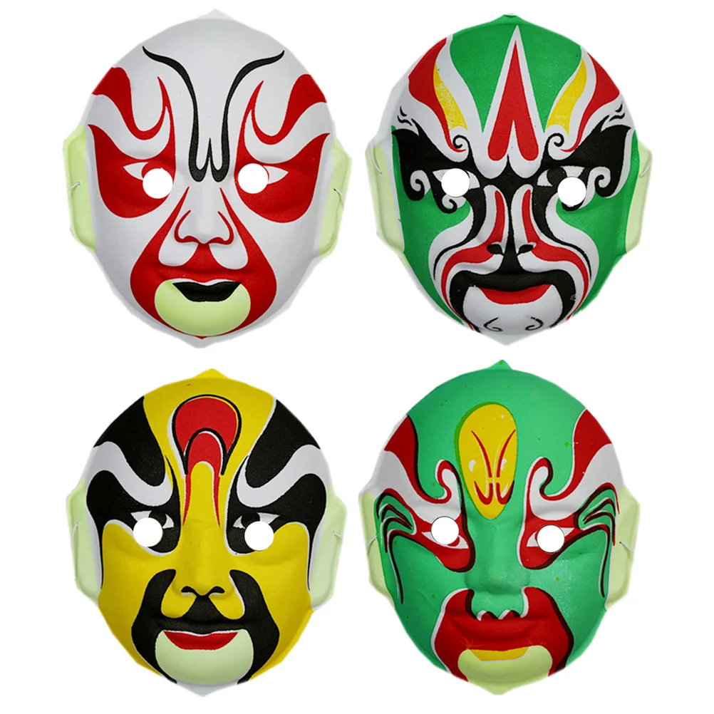 

4 Pcs Japnese Masks Opera Masquerade Kids Party Halloween Props Traditional Decor