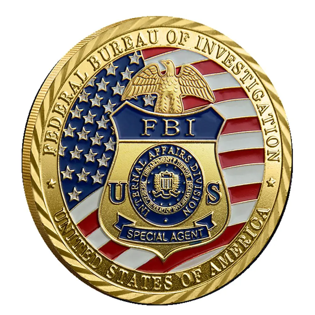 US FBI themed coins, military challenge coins, metal electroplating process products, badges, commemorative gold coins