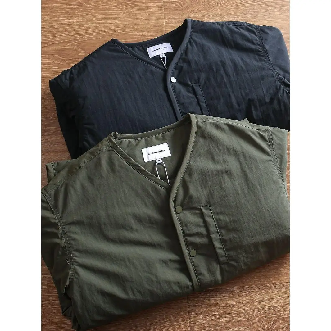 

Men's Winter Thiened Lightweight Cotton Jaet V-Ne Quilted Casual Outerwear Warm Youth ular Long Sve Polyester Fiber