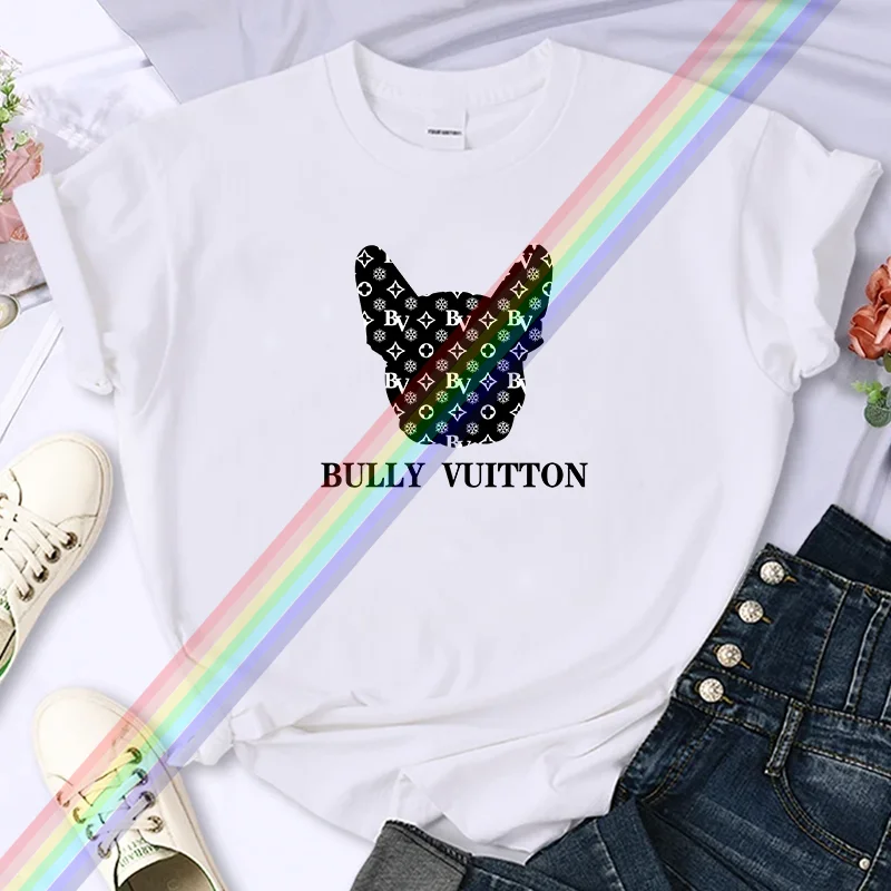 

Luxury Brand High-Quality For Women's Summer Bv Dog Printing T-shirt 100% Cotton Casual Oversized Y2k Personality Sleeve O-neck