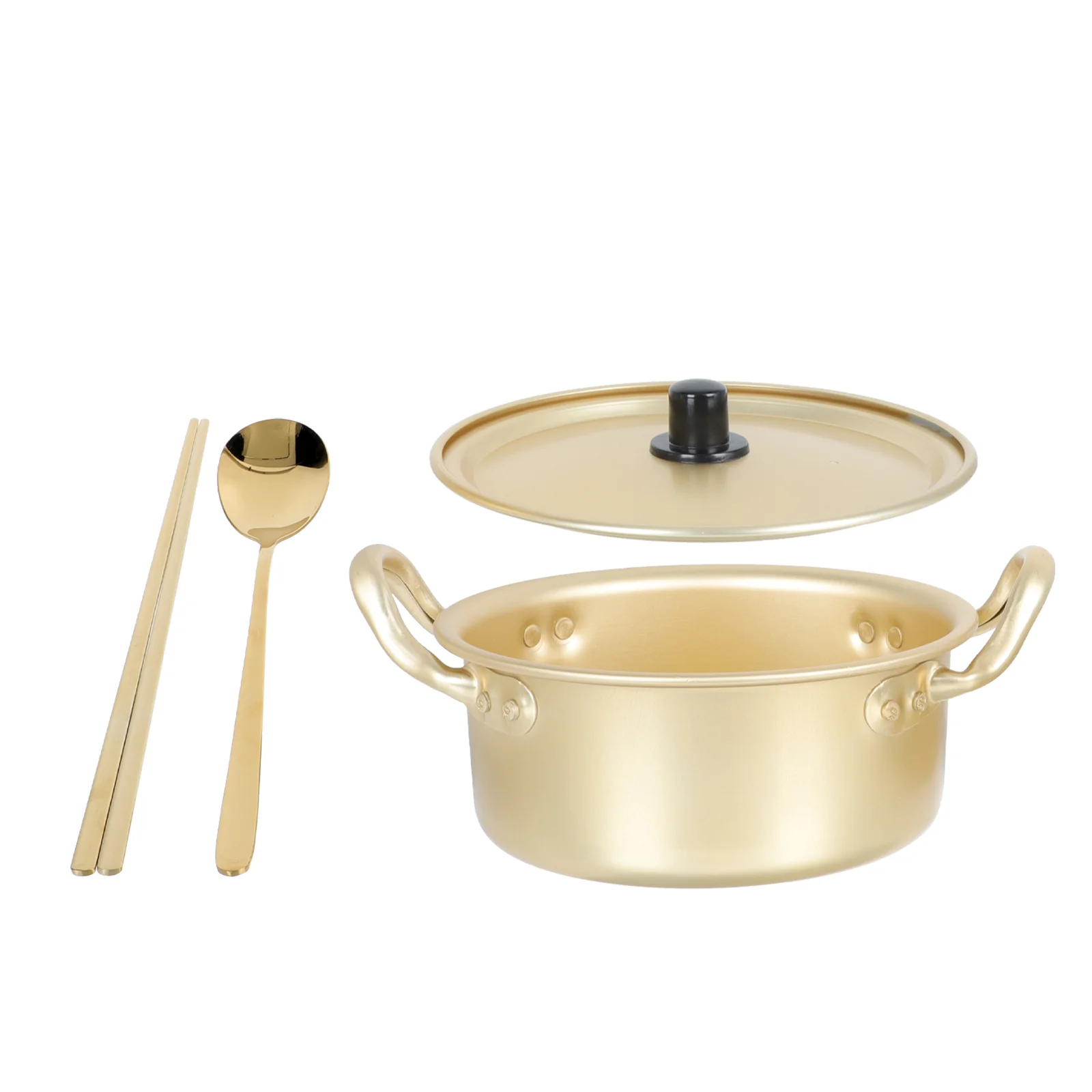 

korean Nonstick Nonstick Frying Pan noodle pot set, 16cm ramyun cooker with lid+ chopsticks+ spoon, aluminium saucepan