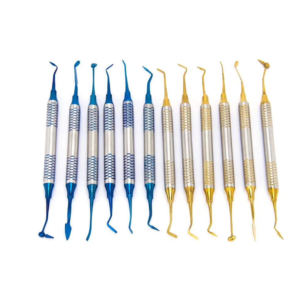 

6Pcs/Kit Dental Orthodontic Composite Resin Filling Spatulas Dentist Double Head Titanium Plated Head Restoration Tool Set