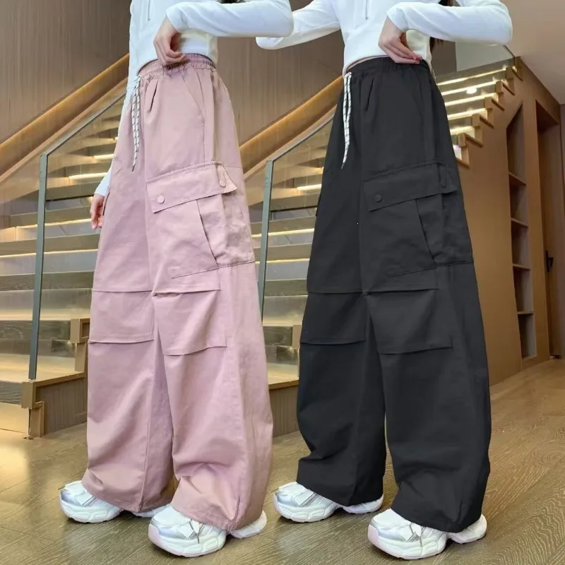 4-14Yrs Girls Casual Pants Autumn UNITIM Children Girls Straight Pant Loose Elastic Waist Young Teenagers Girl Trousers Overalls