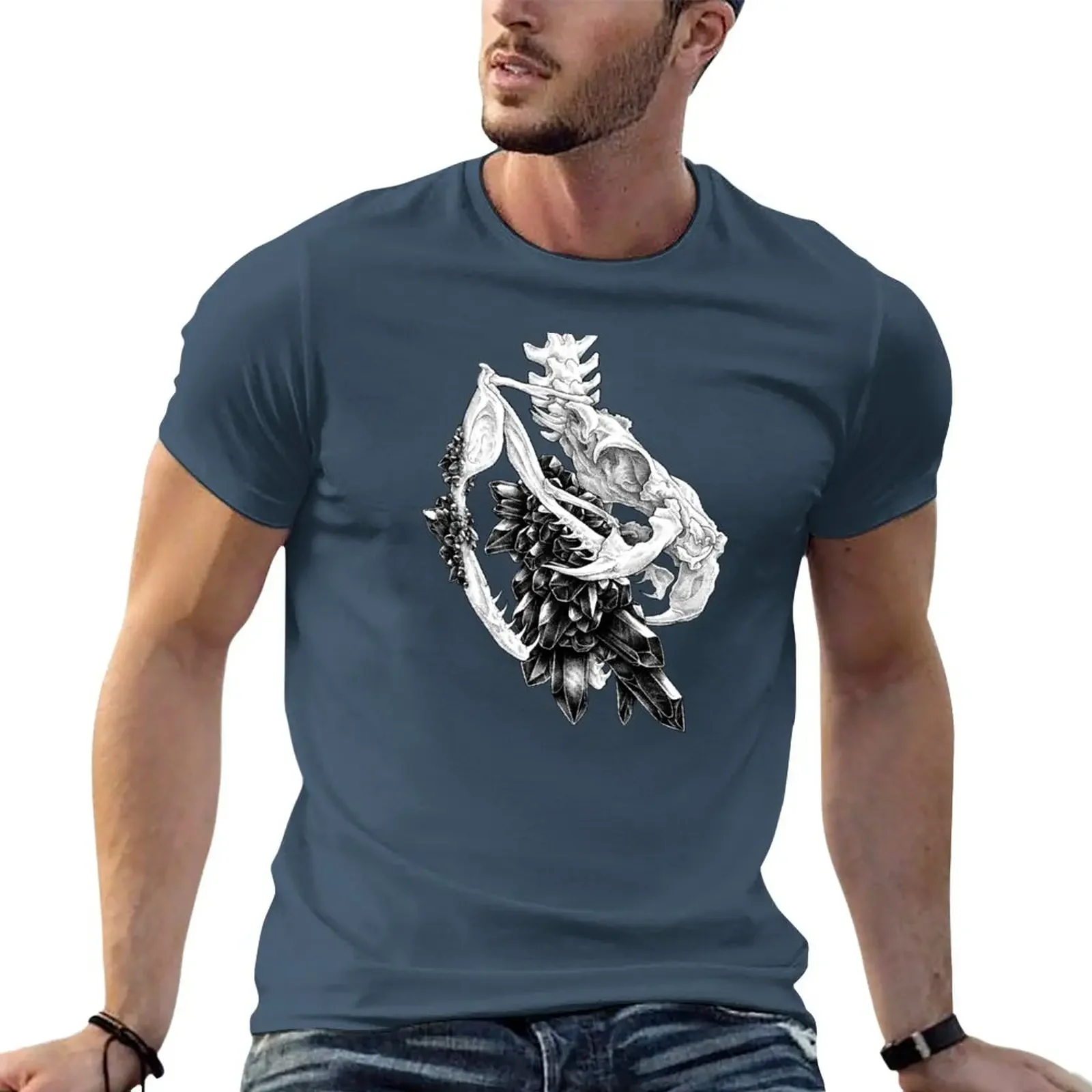 

Rattlesnake skull with crystals T-Shirt sweat korean fashion blacks t shirts for men