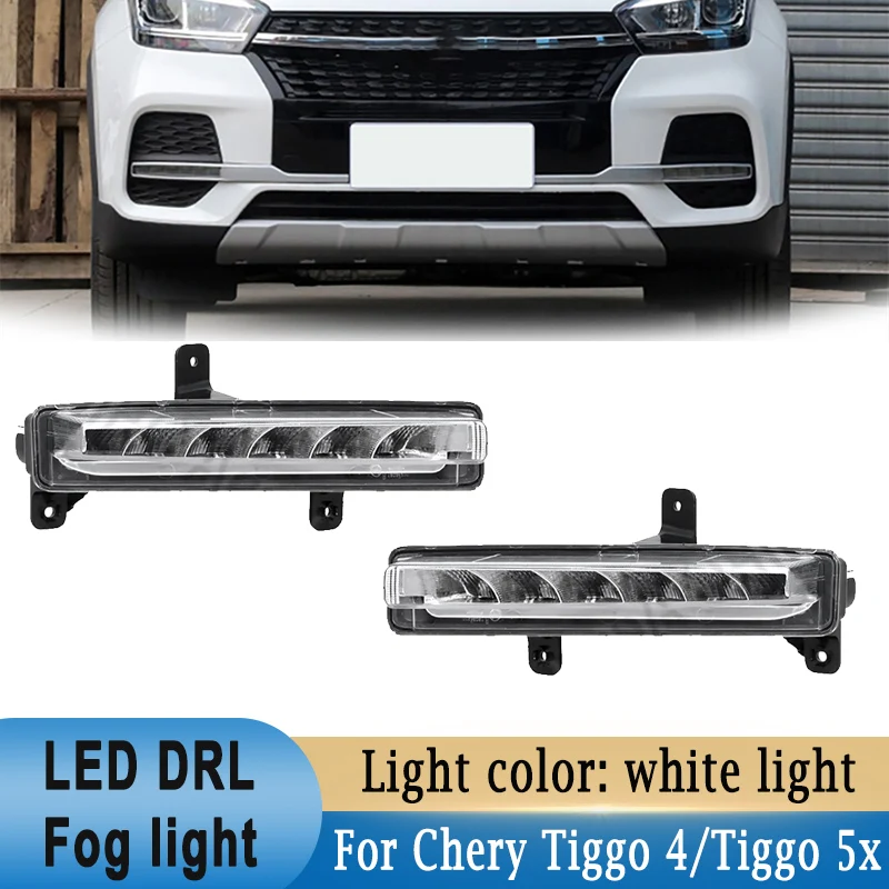 

Left & Right Front Bumper LED Daytime Running Light DRL Driving Fog Light White light For Chevrolet Chery Tiggo 4/Tiggo 5x