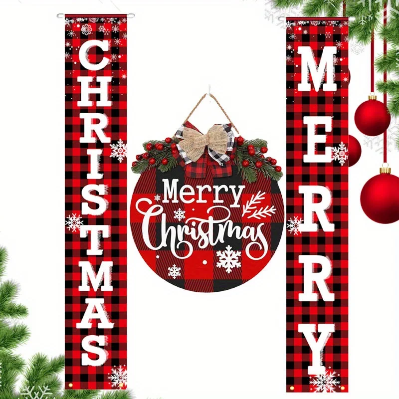 

Merry Christmas Door Banner + Sign Decoration 2024 Christmas Decor for Home Xmas Hanging Ornaments Navidad Noel Gifts New Year