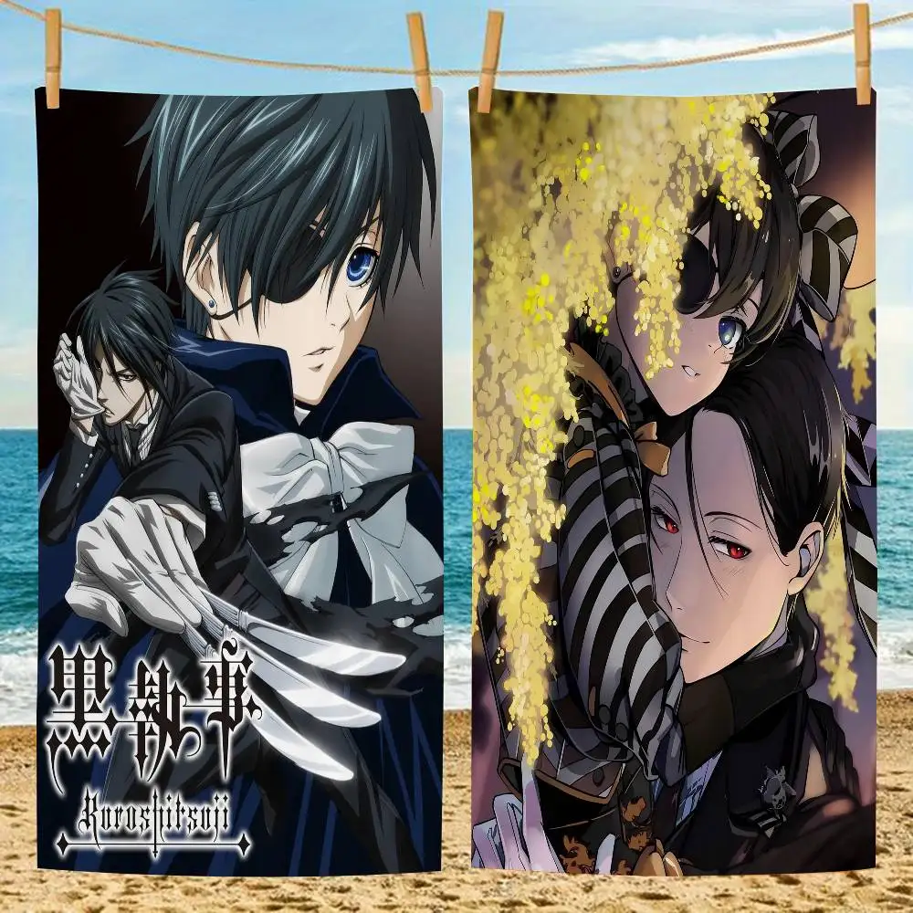 Japanese Anime Black B-butler Microfiber Beach Towel Absorbent Quick Dry Soft Yoga Swimming Resort Mountain Climbing Towel