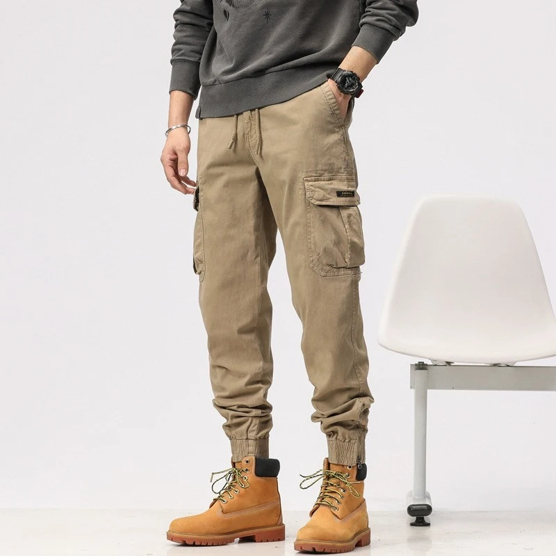 

Long pants men's work pants autumn loose casual pants men's leg tied straight leg slim fit men's pants men's clothing