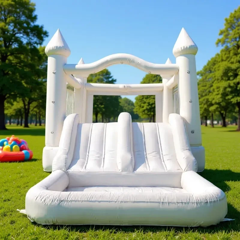 Giant White Inflatable Bounce House With Slide For Kids Outdoor Play Center Home Garden Party Jumping Castle Amusement Park