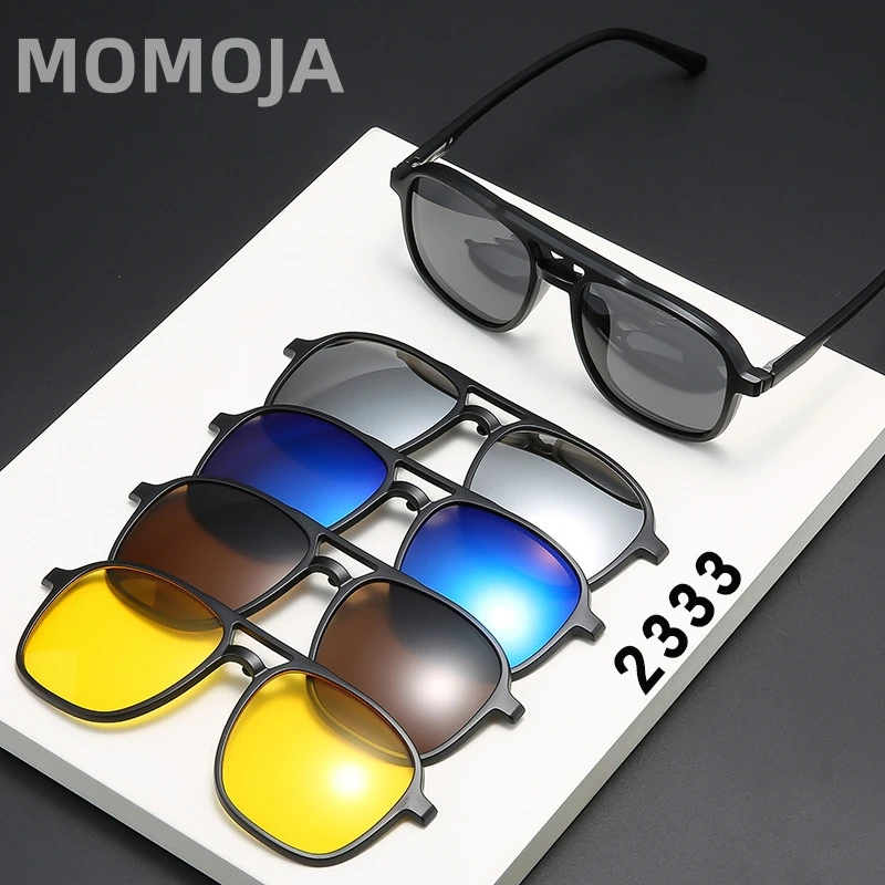 

MOMOJA Ultra Light Fashion Double Beam Magnetic Absorber Set TR90 Men's Eyeglass Frame Optical Prescription Glasses Frame Women