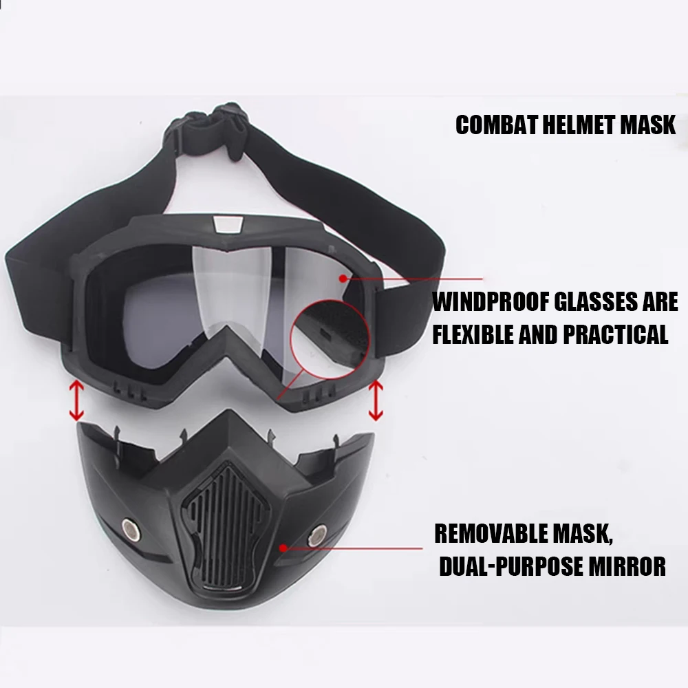 tactical helmet, goggle set for outdoor hunting, CS CBQ game Tactical Airsoft Fast Protective Helmet,  Protective glasses,