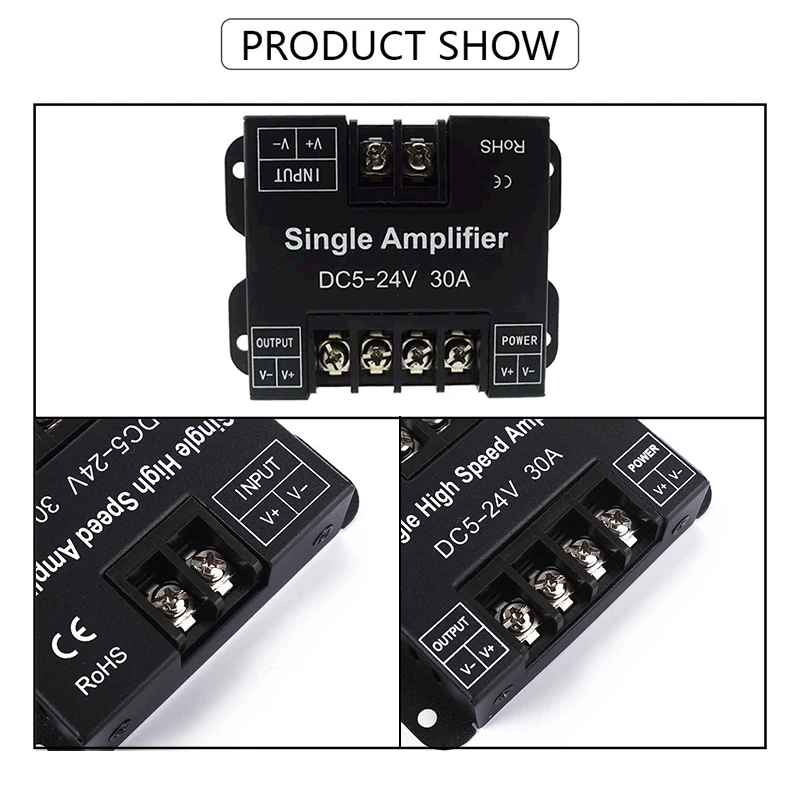 Single Color LED Dimmer PWM Lamps Controller Signal Amplifier DC 5V 12V 24V 30A Repeater Expander for 5050 2835 COB Strip Lights