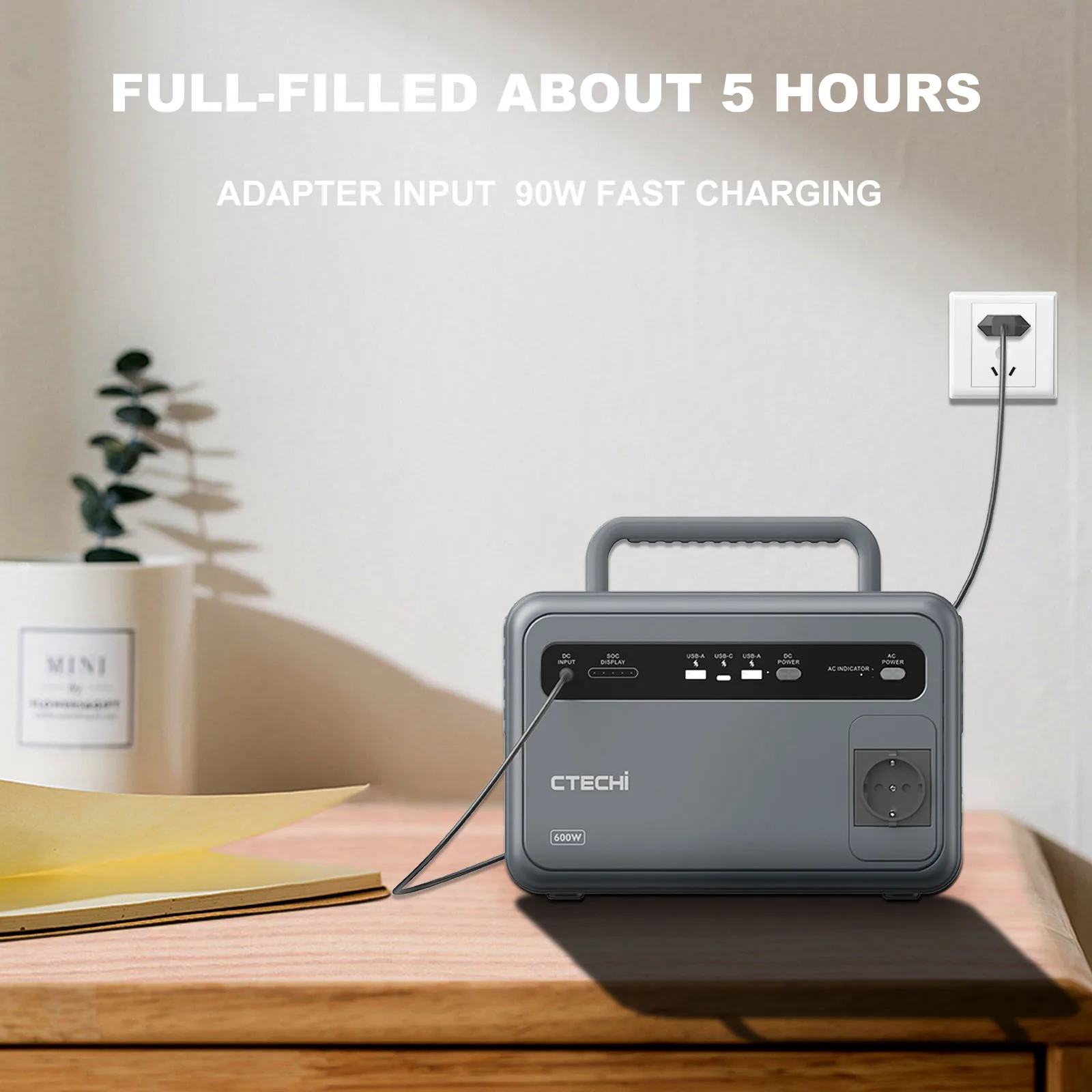 CTECHi 600W 1000W Battery-Powered Portable Power Station Solar Generator For Devices And Appliances Camping Event Home Backup