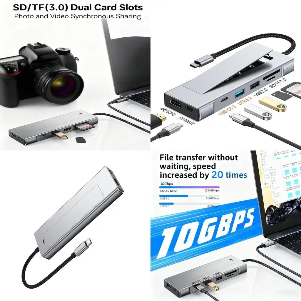 

Multifunction M.2 Hubs Adapter for Fast Speed Transfer and Multiple Device Connection