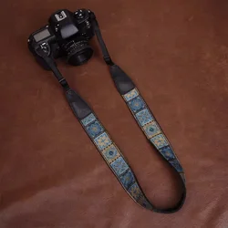 Pasek na szyję do aparatu w stylu retro w stylu etnicznym wielokolorowa seria PU skóra Vintage regulowany pasek do Nikon Sony DSL/DSLR