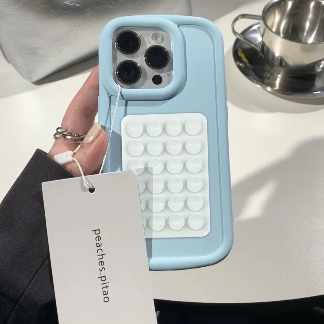

Simple Color Suction Cup Phone Case For iPhone 16 15 14 13 12 11 PRO XS MAX XR 7 8PLUS Silicone Anti Slip Adhesive Bracket Cover