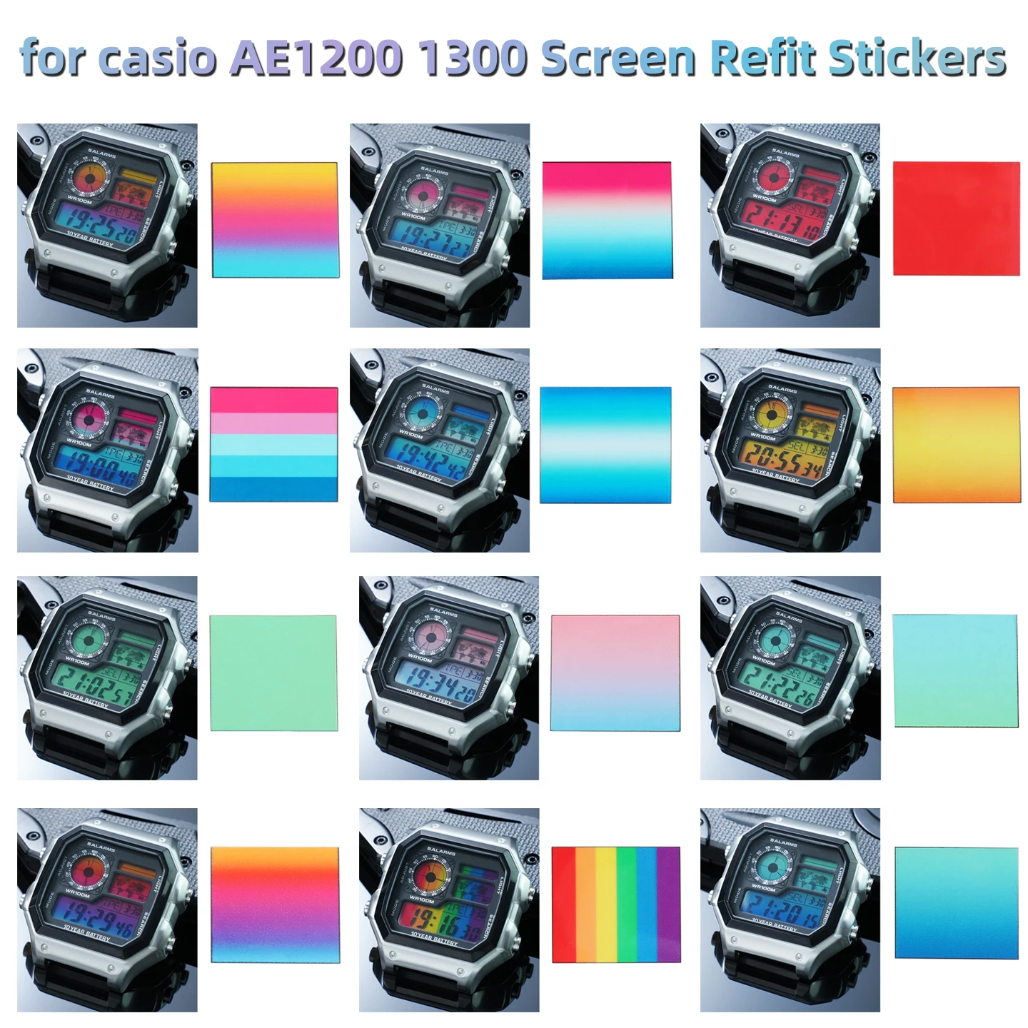 Screen Color Changing Sticker For Casio 3299 AE1200 AE-1200 AE1300 HD Ins Style Screen Film DIY Mod Accessories