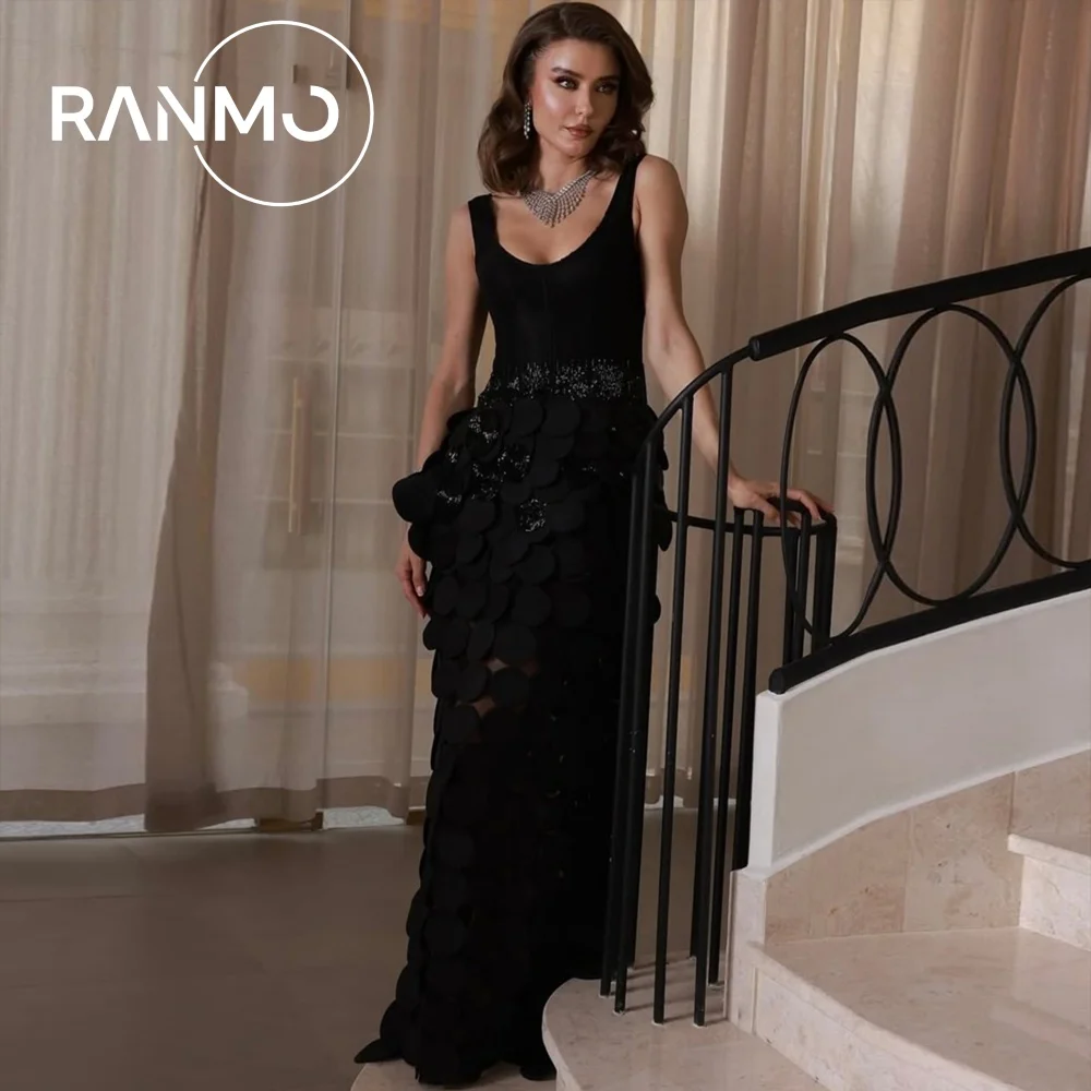 

Ranmo Black Elegant Mermaid Trumpet Fish Scale Sequin Wedding Party Dress Floor-Length Spaghetti Strap 2026 New Dress Customized