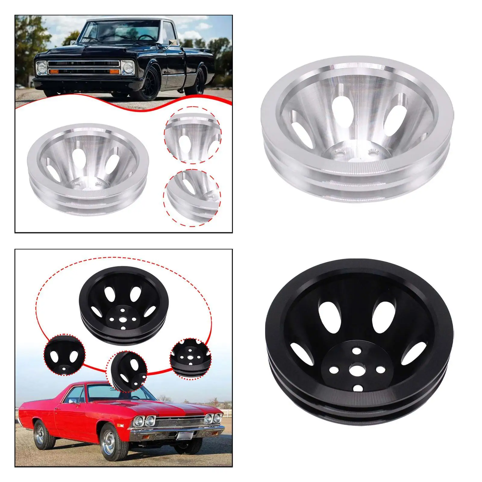 Polea corta para bomba de agua, doble ranura suave para Chevy 396 427 454