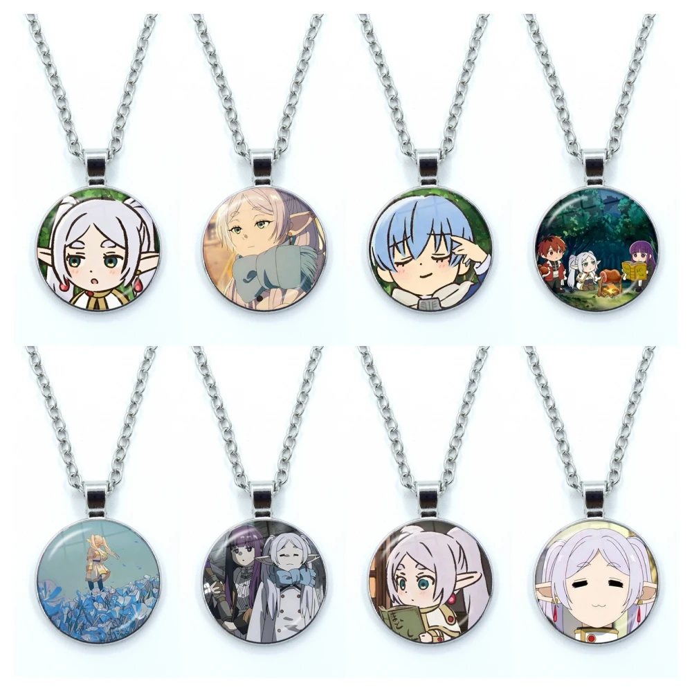 Anime Frieren Beyond Journey's End Necklace for Women Jewelry Cabochon Glass Pendant Fashion Statement Crystal Necklace