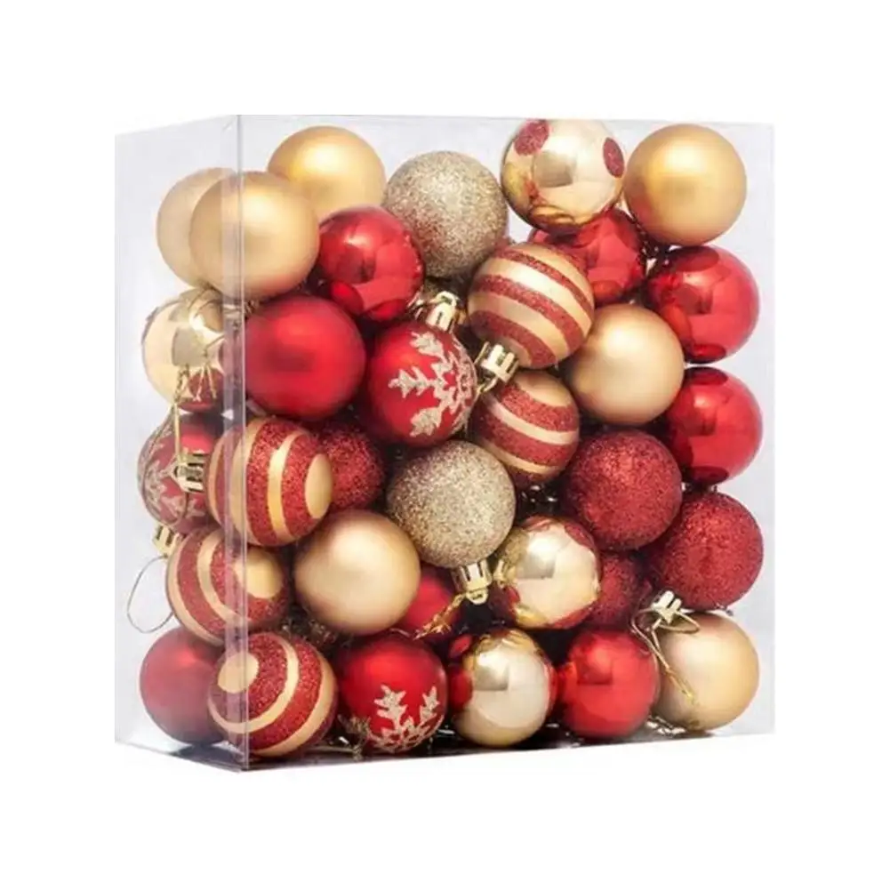 Adornos navideños 50 Uds. De adornos rojos y dorados de 4cm para árbol de Navidad, adornos de bolas e inastillables para decoración navideña Y1v3