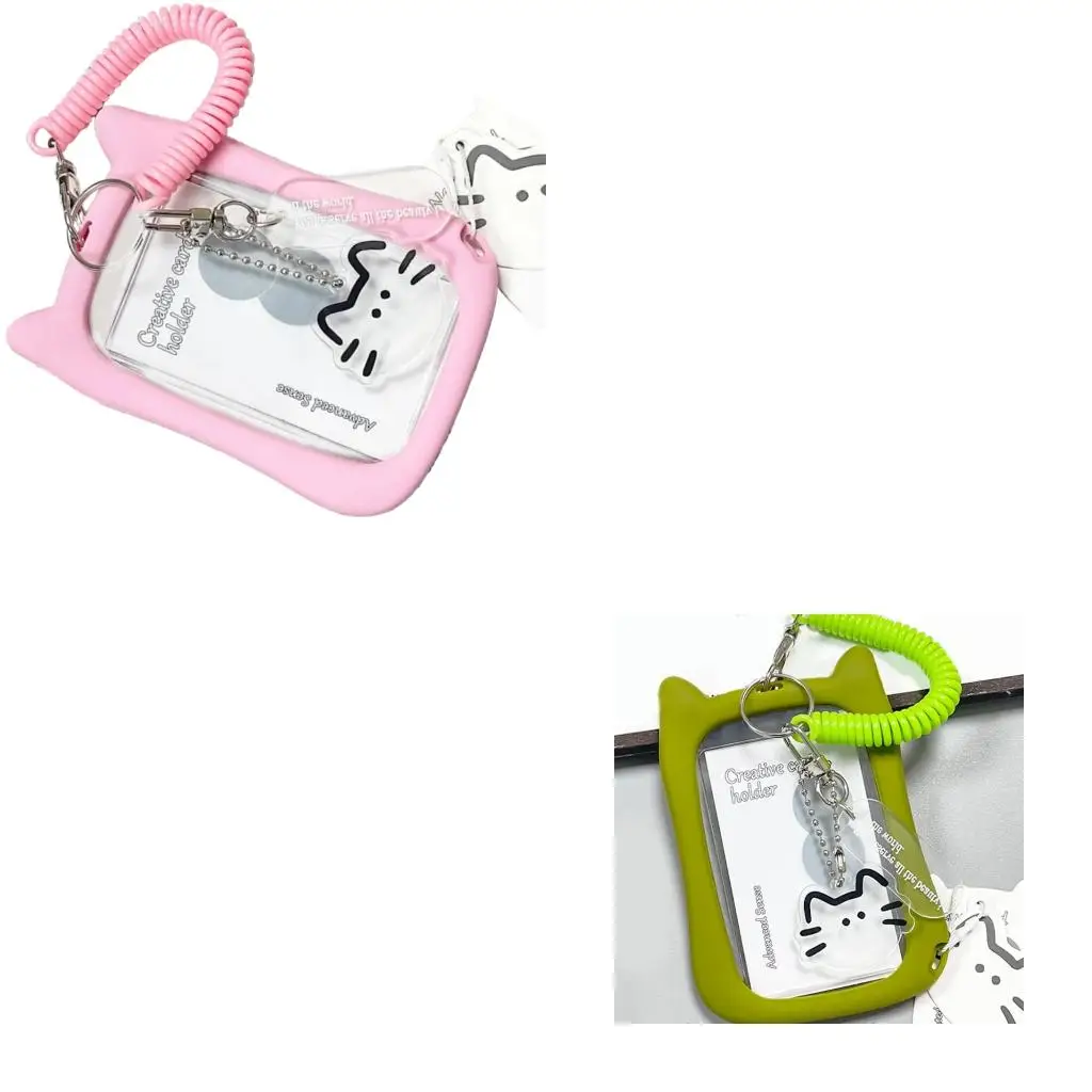  Lovely Card Cover Credit Card Case Protective Sleeve Photocard Holders Cats Ear Bus Card Protector Keychain Pendant