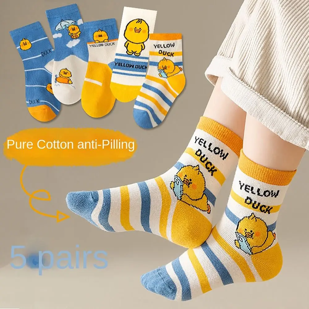 

5pairs 2023 Cartoon Printed Winter Cotton Socks Winter Warm S M L XL Midtube Socks Anti-slip Children's Sock Boys and Girls