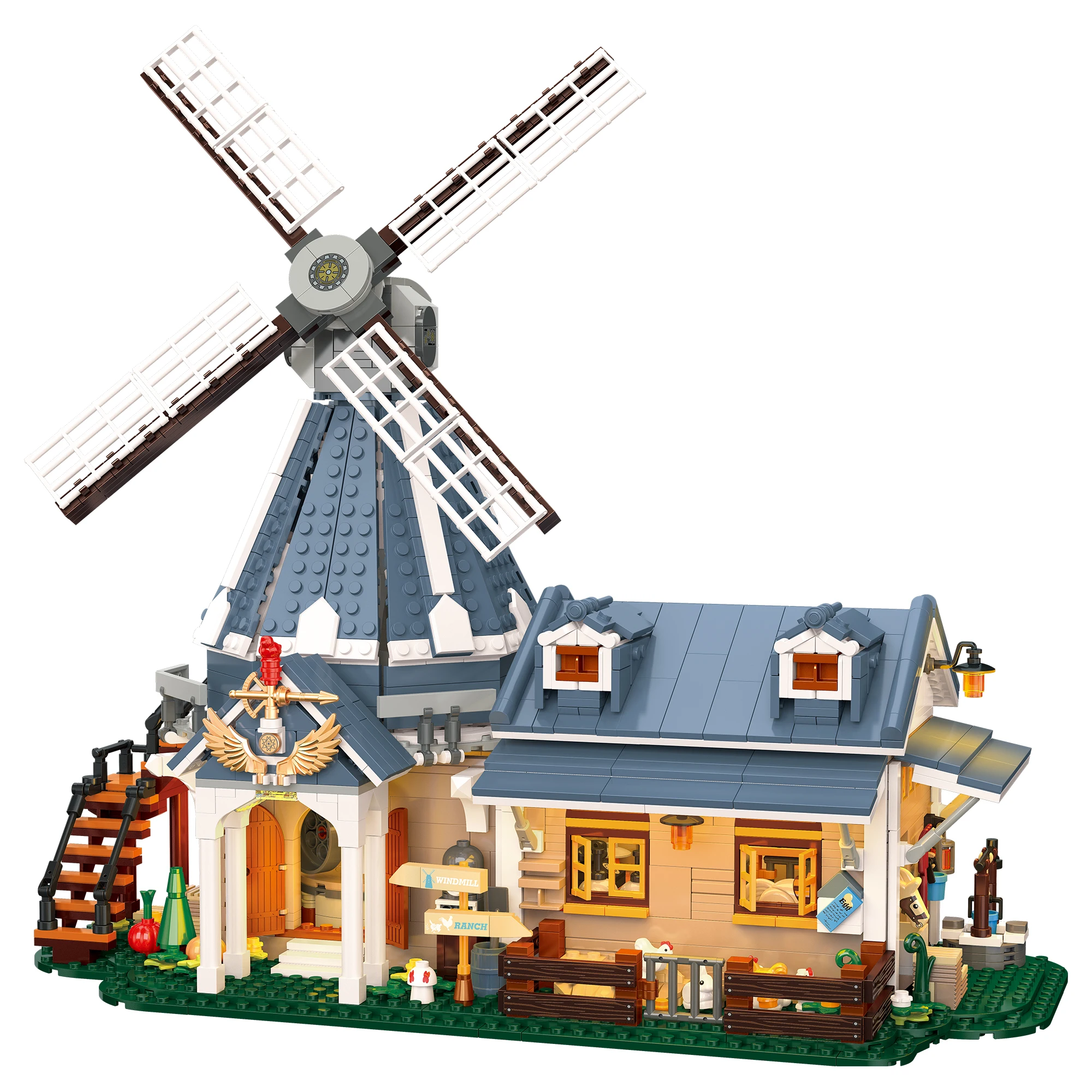 

1742PCS Forest Windmill Ranch DIY Street Scene Building Blocks House Set, Educational Assembly Toy for Kids, Birthday Gift