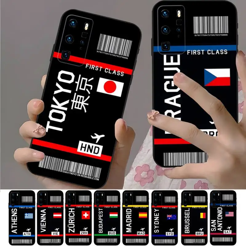 Black Exclusive Label Air Tickets Phone Case For OPPO A74 A52 A53 A72 A75 A79 A94 A93 A77 Reno 3 4 Find X2 X3 X5 Neo Pro Cover