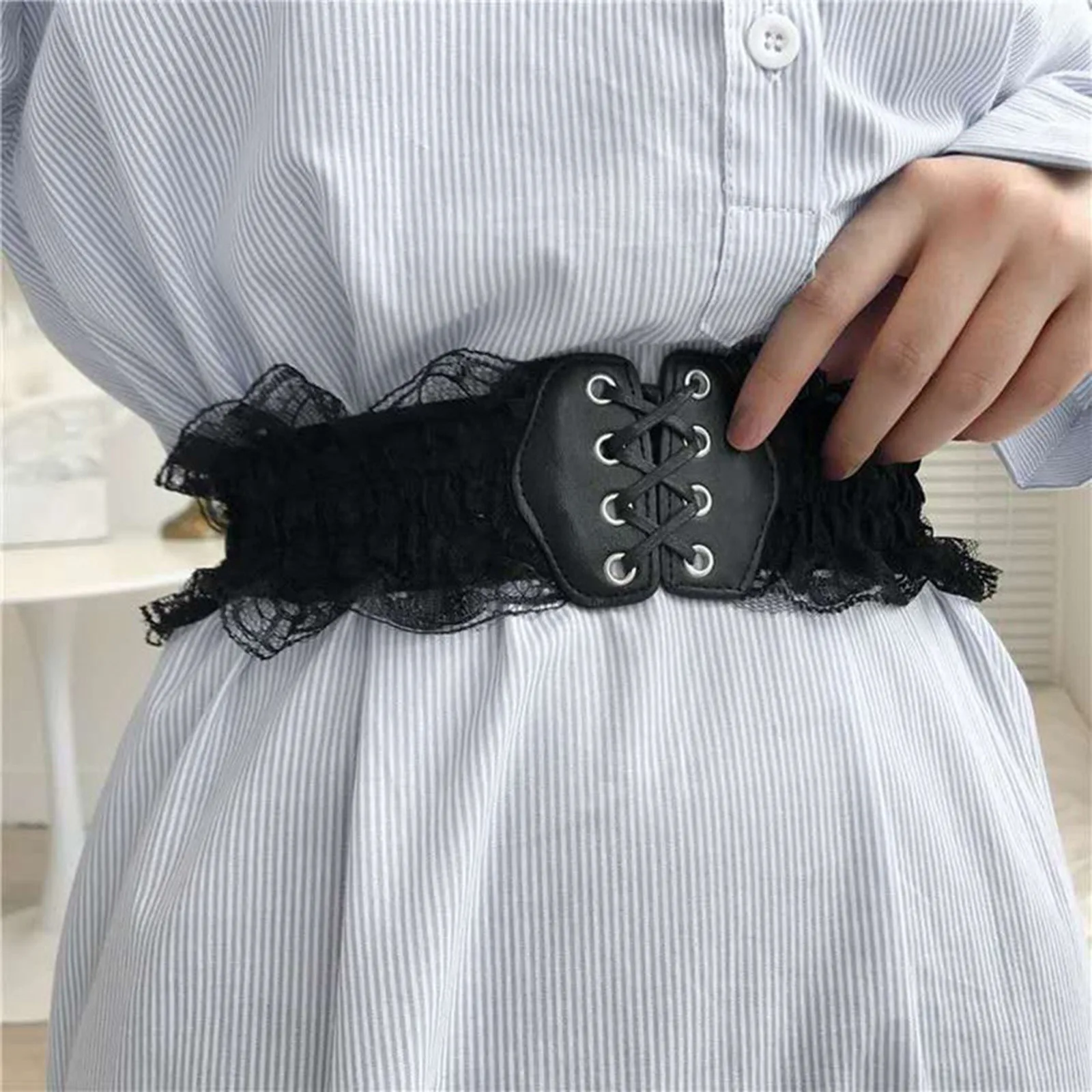 

Women's Elastic Vintage Lace Belt Stretchy Retro Wide Waist Belt Pants Jeans Dresses Belt Small