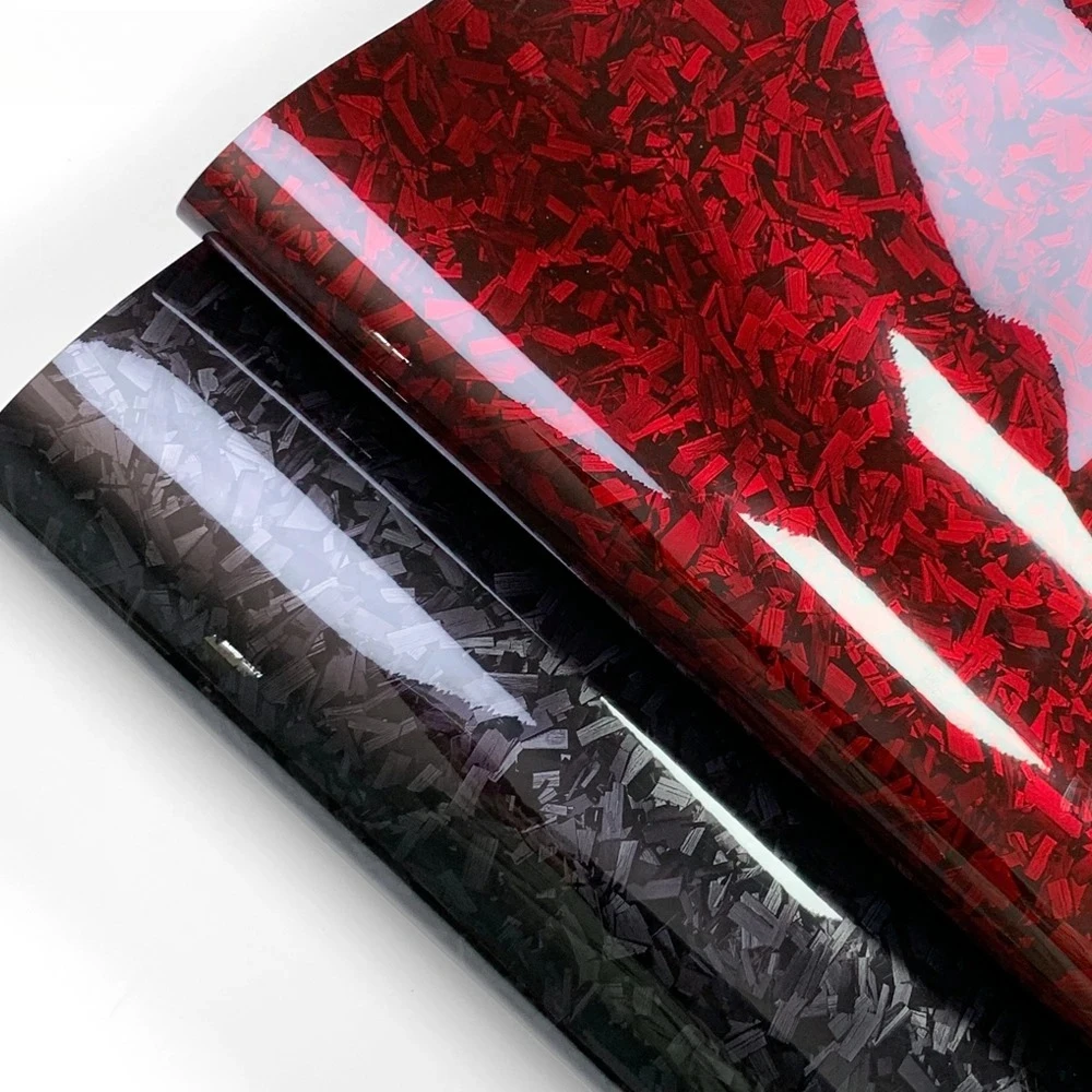

Carbon Fiber Film Glossy Forged Carbon Fiber Vinyl Wrap Car Accessories Red Self Adhesive Decal Stickers for Car Body Film 150cm