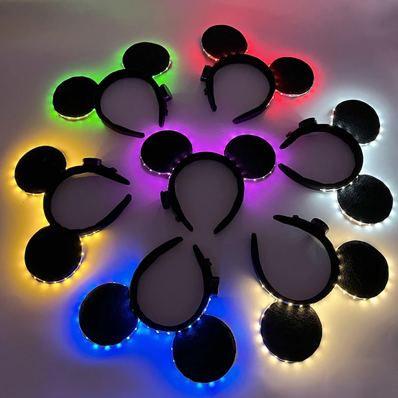 1PC Lovely LED Glowing Mouse Ear Headband Light Up Birthday Party Hairband For Girls Hair Band Hair Accessories