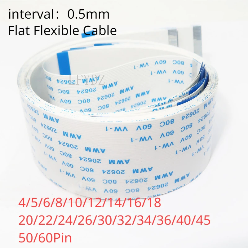 10PCS Flat Flexible Cable FFC FPC AWM 20624 80C 60V VW-1 FFC-0.5MM 4/5/6/8/10/12/14/16/18/20/22/24/26/30/32/34/36/40/45/50/60Pin