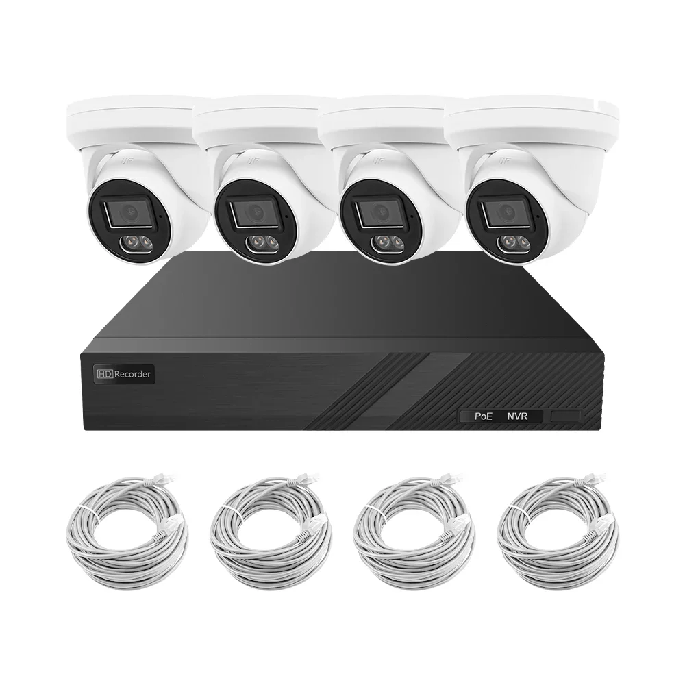 

2026 8CH POE Kits 4pcs 6MP Dome Indoor POE NVR Home Security System Kit with Audio Microphone Waterproof IP67 Metal IP CCTV Came