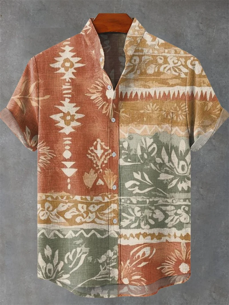 Men's Short Sleeve Shirt Peace Pattern 3D Printed Shirt Harajuku Button Casual Shirt Butterfly Effect Holiday Summer