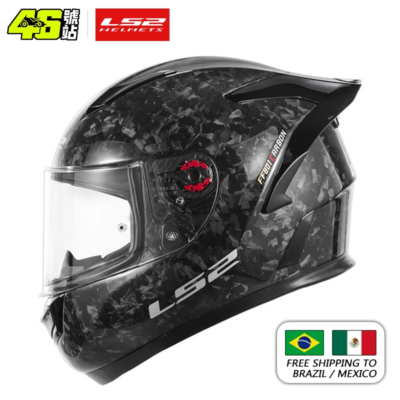 LS2 FF801 Men\'s Motorcycle Helmet 6K Carbon Fiber Integral Helmet ECE Anti-fog System Approved