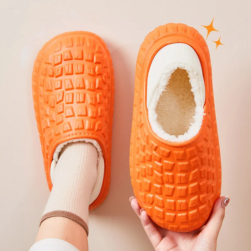 Winter Warm House Slippers for Women Eva Waterproof Non-Slip Plush Slippers Woman Light Thick Sole Soft Cotton-Padded Shoes