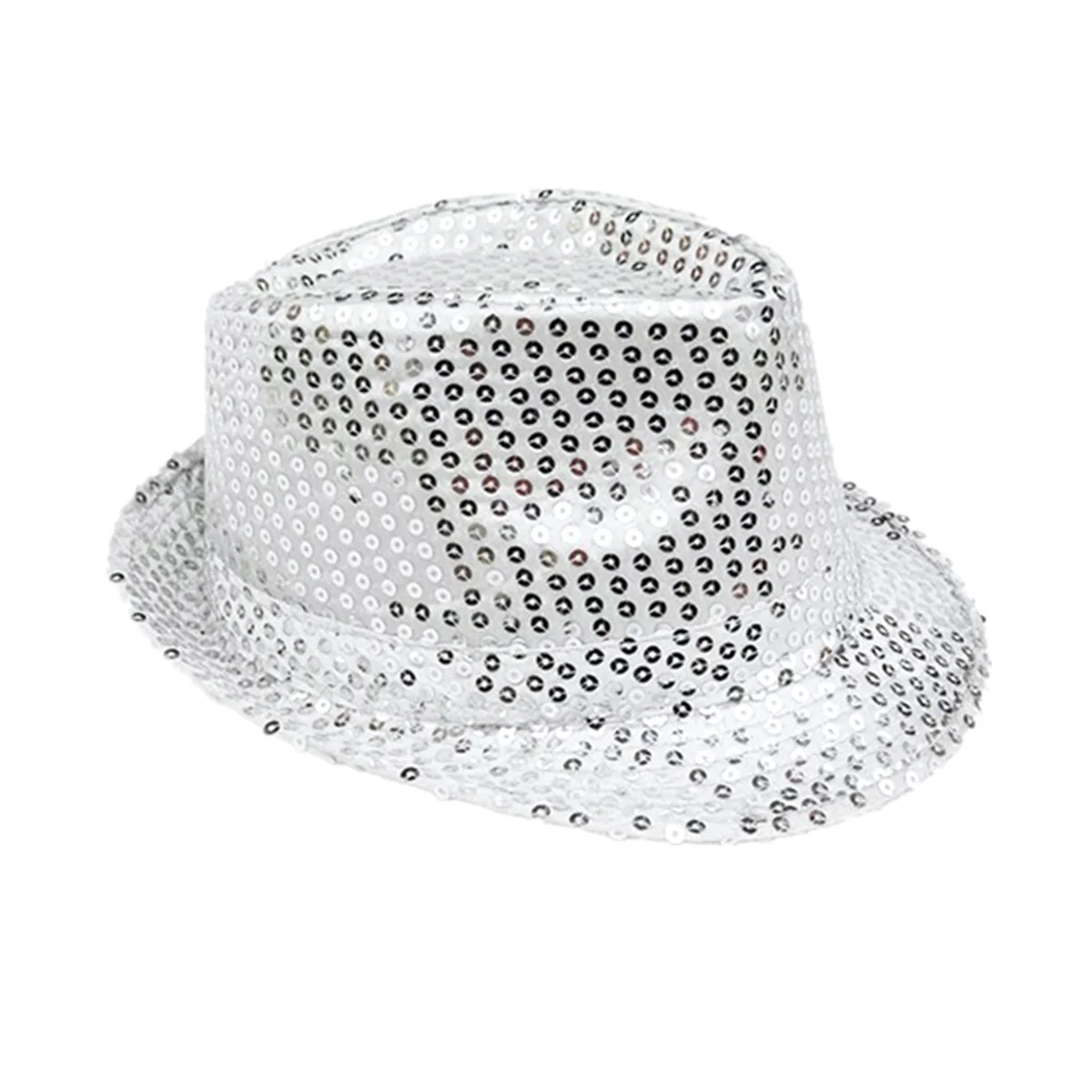 

3pcs Sequin Accessory Sets Silver Hat Size Tie Glove Size Lightweight Performance Costume For Dance Party Festival Jazz Wear