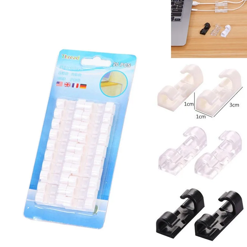 

20PCS 3cm Cable Organizer Clips Cable Management Desktop & Workstation Wire Manager Cord Holder USB Charging Data Line Winder