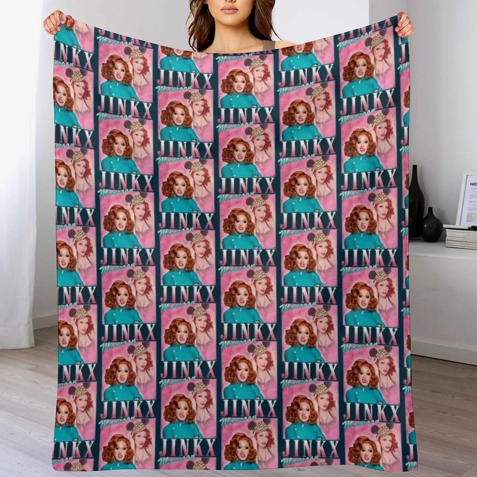 Jinkx Monsoon vintage design merch Throw Blanket Wrinkle Resistant Lightweight Blanket