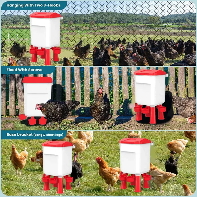 Hanging Chicken Waterer Plastic Chicken Water Poultry Drinker Detachable Legs For Chicken Turkey Goose Duck Pigeon 7L