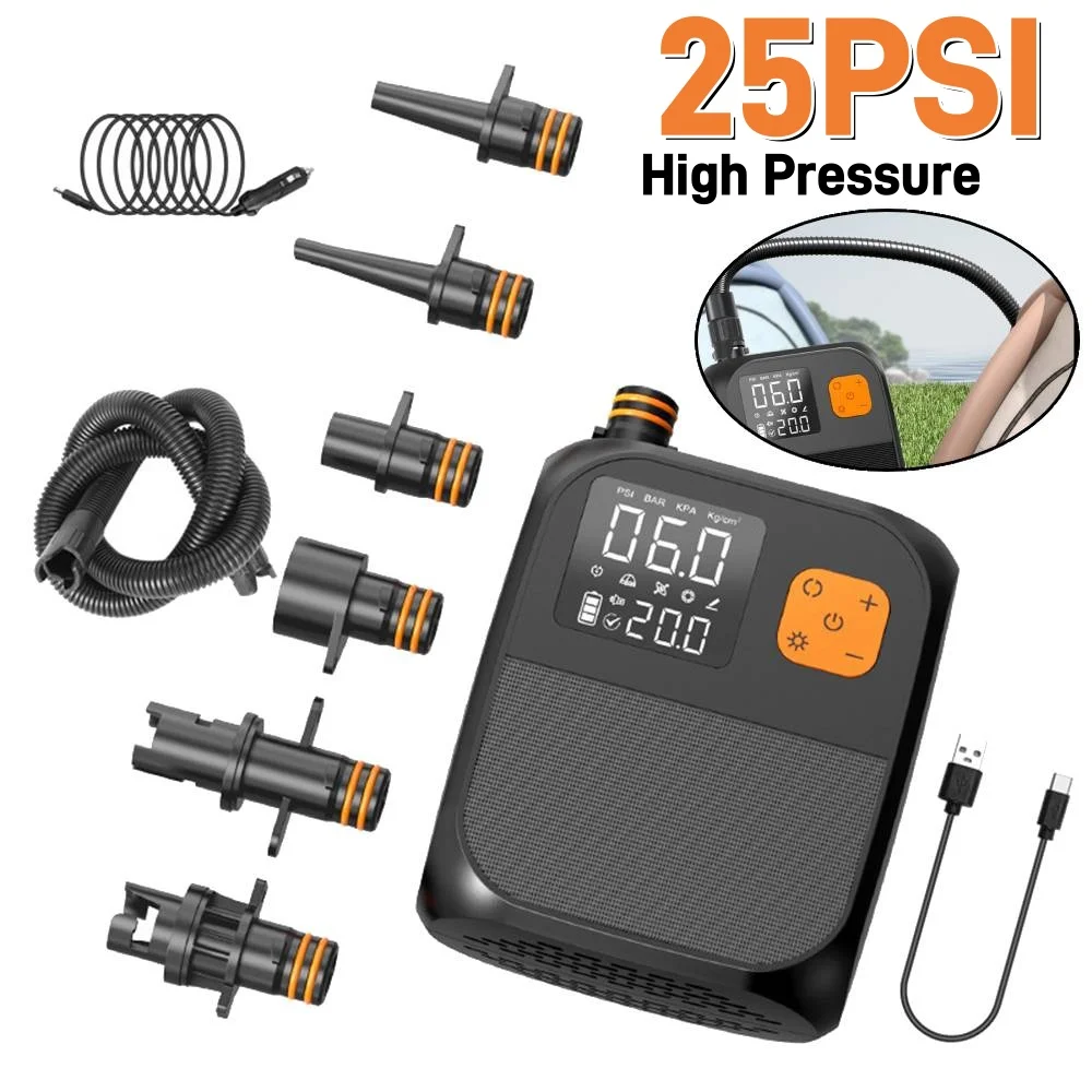 Compresor de aire portátil de alta presión de 25PSI, bomba SUP de paleta de pie, bomba de aire eléctrica para Kayak, alas de cometa, accesorios para barcos SUP