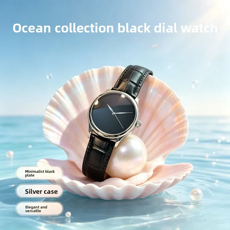 Pure black watch ETA2824 fine grinding movement, American alligator leather belt, all black mirror