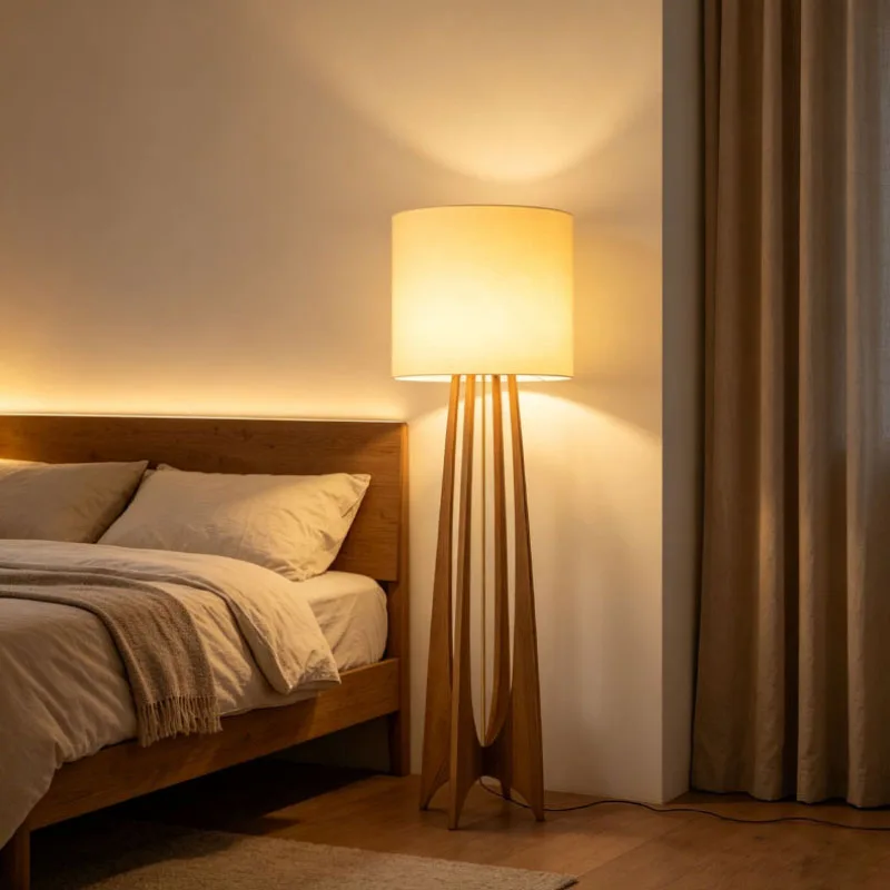 Korean High-end Wood Fabric LED Decor Floor Lamp Home Floor Light For Living Room Bedroom Study Lighting Fixtures