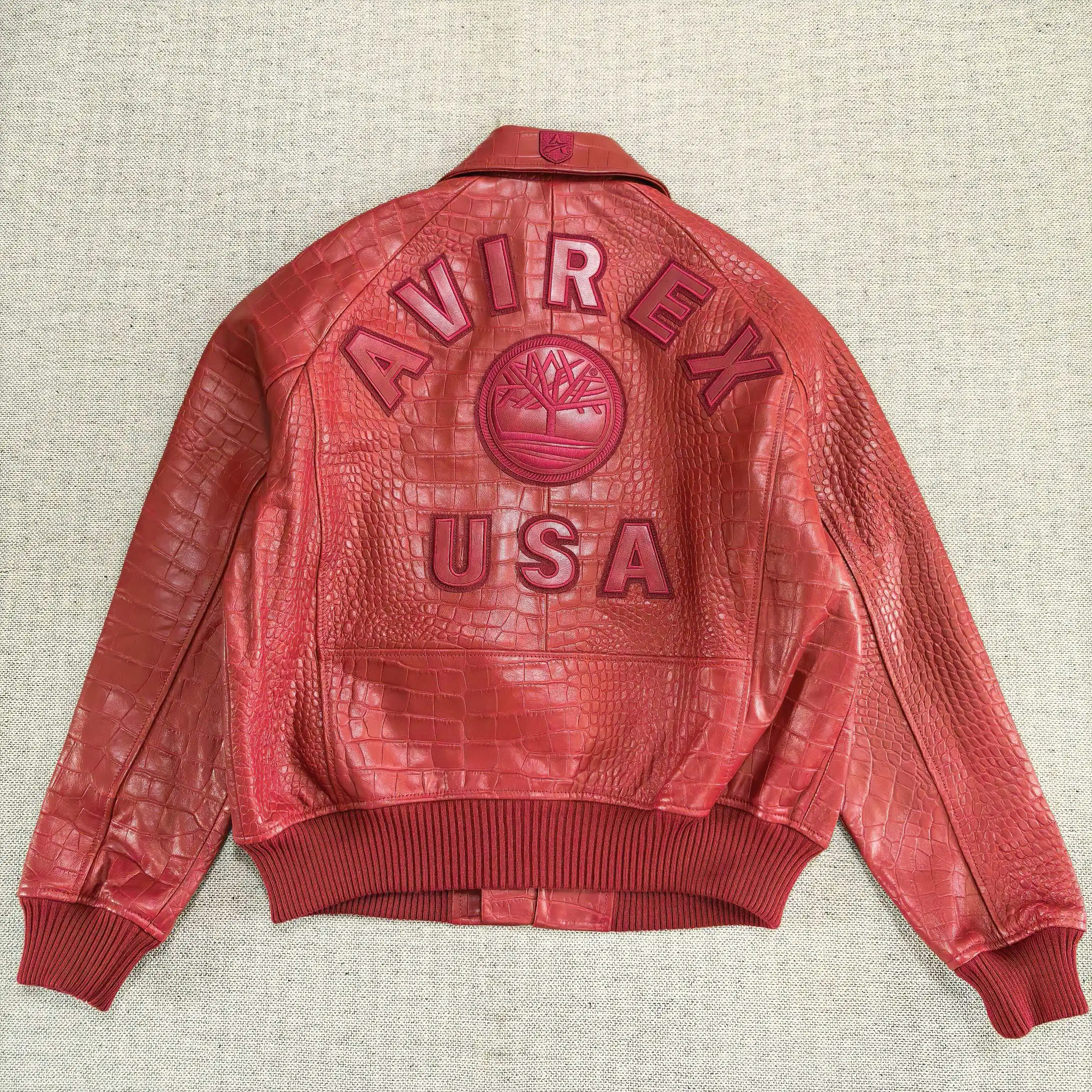 

AVIREX Arrival Flight Jacket LIMITED EDITION CROC ICON JACKET Men's Fashion Genuine Leather Coat Lambskin US Size Relaxed Fit