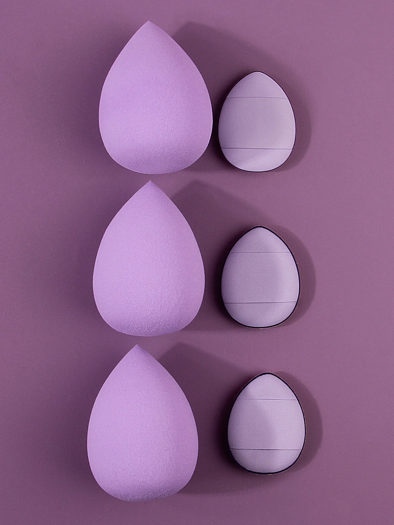 6 stuks paarse make-up poederdons spons eierset superzacht droog en nat dual-purpose foundation vloeibare concealer speciaal gereedschap