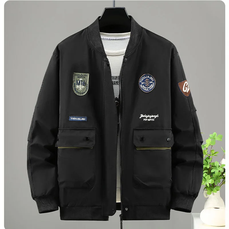 New large size men's jackets spring autumn trend versatile leisure workwear baseball coats 10XL 9XL bomber jacket