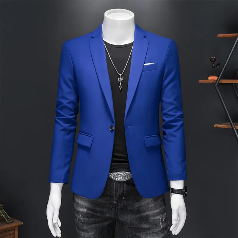 Chaqueta entallada para hombre, traje de negocios de alta calidad con un solo botón, informal, a la moda, Blazer de esmoquin para novio y boda,