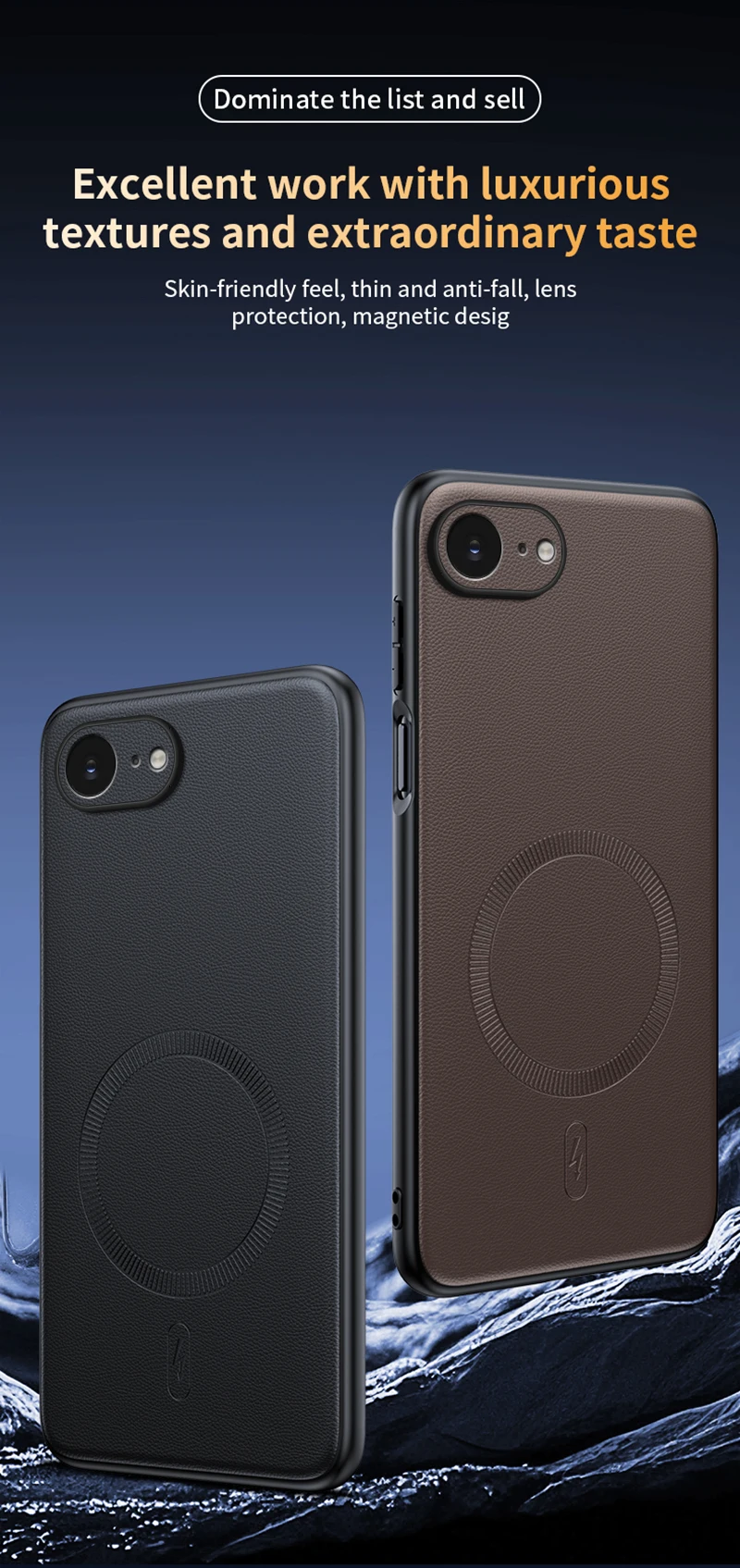 Für iPhone 17e Hülle Magnetische Leder-Schutzhülle Für iPhone 17e 16e Anti-Fingerabdruck Rutschfest PC+TPU – Detail 5